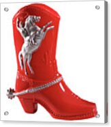 Red Cowboy Boot With Spur Acrylic Print