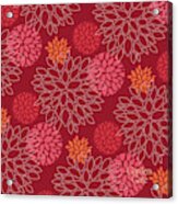 Red Floral Design With Logo Acrylic Print
