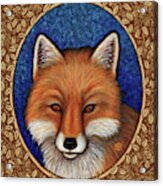 Red Fox Portrait - Brown Border Acrylic Print