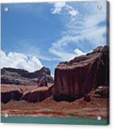 Red Rock Formations, Turquoise Water Acrylic Print