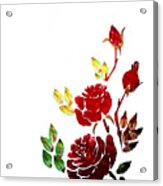 Red Rose Bouquet Watercolor Painting Acrylic Print