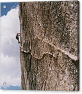 Rock Climber On Cliff Acrylic Print