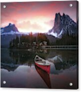 Rocky Mountains The Boat At Sunrise 7r24696 Acrylic Print