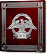 Roman Empire - Silver Roman Imperial Eagle Over Red Velvet Acrylic Print