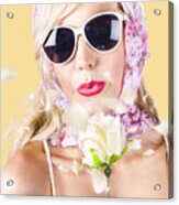 Romantic Woman With Flower Acrylic Print