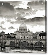 Rome - St Peter Black And White Acrylic Print