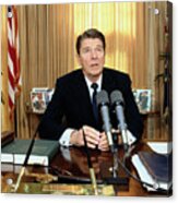 Ronald Reagan In The Oval Office Acrylic Print