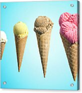 Row Of Different Flavor Ice Creams In Acrylic Print