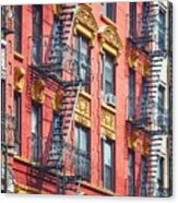 Row Of Old Buildings With Iron Fire Acrylic Print