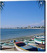 Rowboats On Beach In Mazatlan Acrylic Print