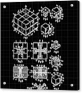 Rubik's Cube Patent 1983 - Black And White Acrylic Print
