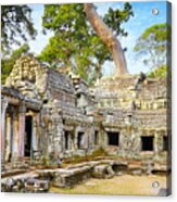 Ruins Of Ta Prohm Temple, Angkor Acrylic Print