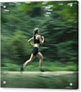 Runner During Training Run In Forest Acrylic Print