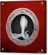 Sacred Silver King Cobra On Red Canvas Acrylic Print
