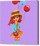 Sad Groovy Girl With Balloons Acrylic Print