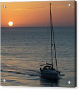 Sailboat Heading Home At Sunset Cadiz Spain Acrylic Print