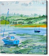 Sailing On The River Exe At Topsham Watercolour Painting En Plein Air Acrylic Print