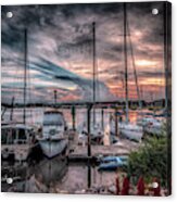 San Sebastian River Dramatic Sailboat Sunset Acrylic Print
