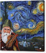 Santa Claus And Starry Night Acrylic Print