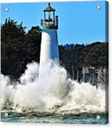 Santa Cruz Lighthouse And Crashing Waves Acrylic Print