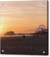 Santa Monica Pier Sunset With Cloud Acrylic Print