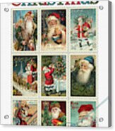 Santa Theme In Vintage Christmas Stamps Acrylic Print