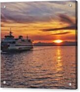 Seattle Ferry At Sunset Acrylic Print
