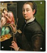 Self-portrait, Painting The Madonna, 1556 Canvas, 66 X 57 Cm. Acrylic Print