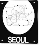 Seoul White Subway Map Acrylic Print
