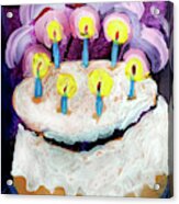 Seven Candle Birthday Cake Acrylic Print