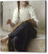 Sewing By Adolphe-william Bouguereau Acrylic Print