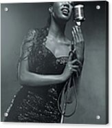 Sexy Singer With Microphone Acrylic Print