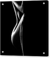 Silhouette Of Nude Woman In Bw Acrylic Print