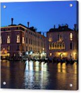 Silky Nightfall On The Grand Canal - Canalazzo Venice Italy Acrylic Print