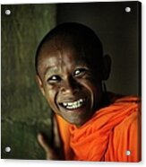 Smiling Buddhist Monk At Angkor Wat Acrylic Print