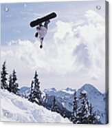 Snowboarder Performing Jump, Low Angle Acrylic Print