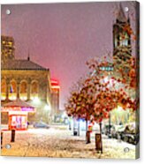 Snowfall In The City Boylston Street Boston Ma Acrylic Print