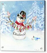 Snowman Christmas Love Joy Peace Acrylic Print