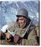 Soldier Reading Mail In Korea Acrylic Print