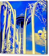 Space Needle Blue And Yellow Acrylic Print
