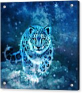 Spirit Snow Leopard In Mystical Twilight Sky Acrylic Print