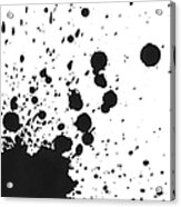 Splattered Black Paint On White Canvas Acrylic Print