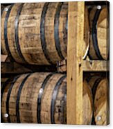 Stack Of Whisky In Oak Barrels Acrylic Print