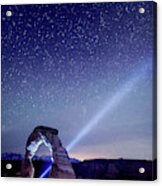 Starry Night Pointer At Delicate Arch Moab National Park Acrylic Print
