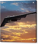 Stealth Bomber In Sunset Acrylic Print