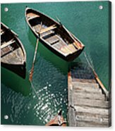 Steps Down To Wooden Boats Floating On Acrylic Print