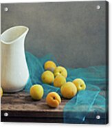 Still Life With Apricots And White Jug Acrylic Print