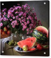 Still Life With Flowers And Fruit Acrylic Print
