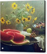 Still Life With Watermelon And Grapes Acrylic Print