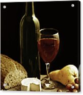 Still Life With Wine Cheese And Fruit Acrylic Print